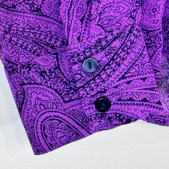 #22 Women's Ann Taylor Sheer Paisley Blouse, Purple, Size Small - Picture 3 of 6